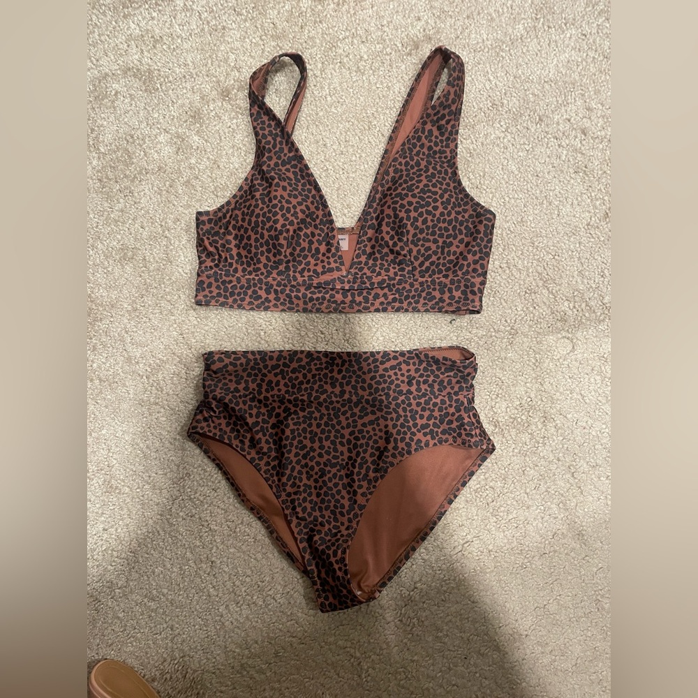 Old Navy Leopard Print Swim Set - Brown and Black